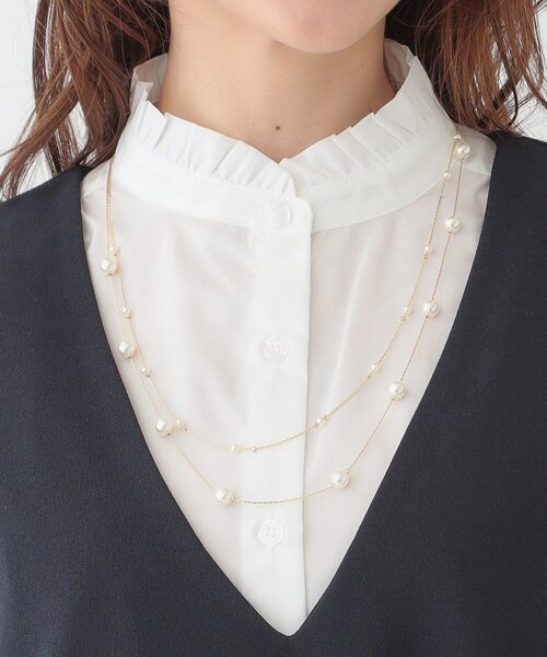 SHOO・LA・RUE（シューラルー）の「フェイクパール2連ネックレス（ネックレス・レディース・ピンクゴールド/ゴールド/シルバー・00）」の4枚目の写真