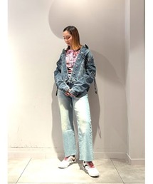 Desigual | ダブルウエスト バイカラーウォッシュ ストレートカットデニムパンツ(デニムパンツ)