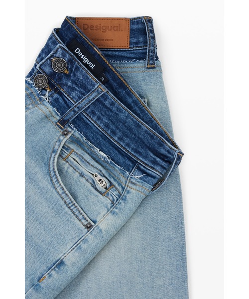 Desigual（デシグアル）の「ダブルウエスト バイカラーウォッシュ ストレートカットデニムパンツ（デニムパンツ・レディース・ブルー・40/38/42/36/34/44）」の7枚目の写真