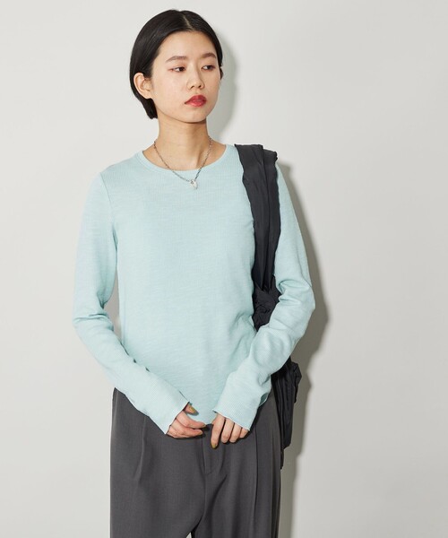 CITEN（シテン）の「＜CITEN＞エッセンシャルスラブリブロンT（Tシャツ/カットソー・レディース・ホワイト/ライトブルー/ダークグレー・FREE）」の3枚目の写真