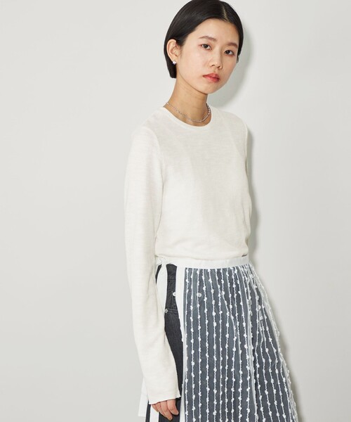 CITEN（シテン）の「＜CITEN＞エッセンシャルスラブリブロンT（Tシャツ/カットソー・レディース・ホワイト/ライトブルー/ダークグレー・FREE）」の4枚目の写真