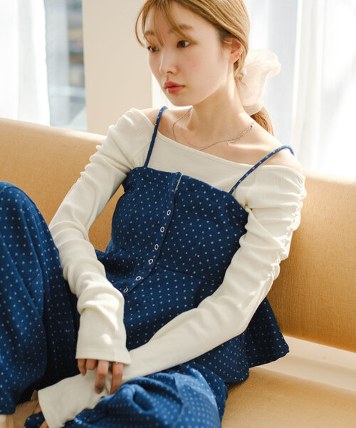 美人見えカットソー】オフショルテレコカットソー Kastane（カスタネ）の「【無地&ボーダー/前後2WAY/新色追加