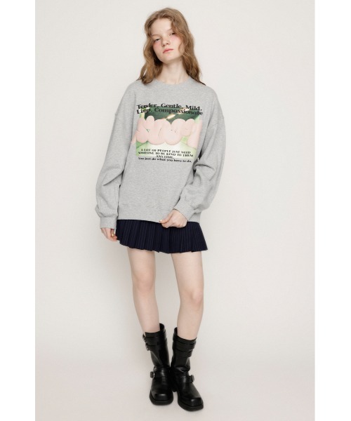SLY（スライ）の「PUFFER LOGO PHOTO SW TOPS パッファー ロゴ フォト スウェット トップス トレーナー（スウェット・レディース・ホワイト/杢グレー/ライトブラック・FREE）」の10枚目の写真