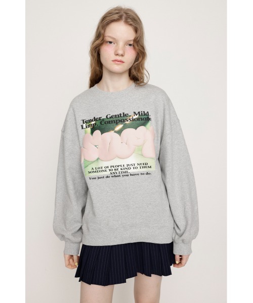 SLY（スライ）の「PUFFER LOGO PHOTO SW TOPS パッファー ロゴ フォト スウェット トップス トレーナー（スウェット・レディース・ホワイト/杢グレー/ライトブラック・FREE）」の21枚目の写真