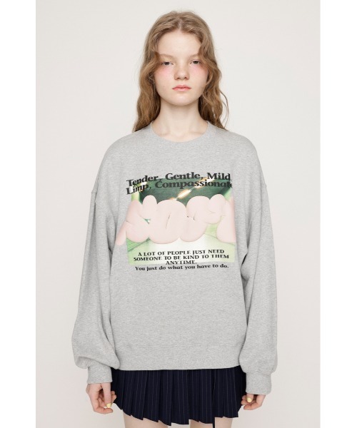 SLY（スライ）の「PUFFER LOGO PHOTO SW TOPS パッファー ロゴ フォト スウェット トップス トレーナー（スウェット・レディース・ホワイト/杢グレー/ライトブラック・FREE）」の11枚目の写真