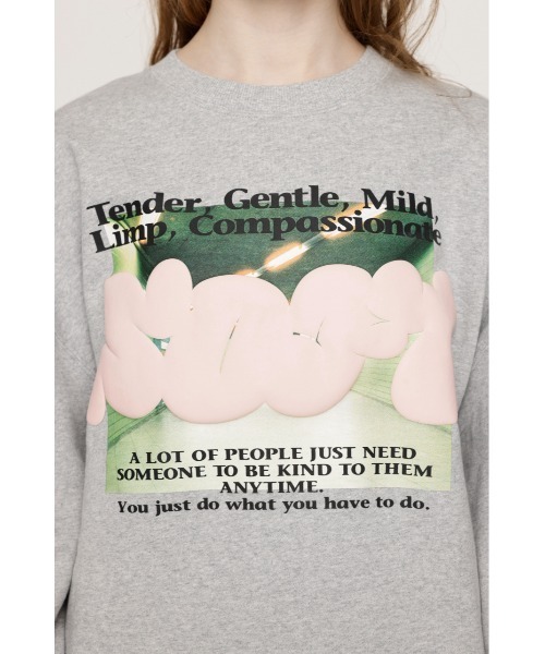 SLY（スライ）の「PUFFER LOGO PHOTO SW TOPS パッファー ロゴ フォト スウェット トップス トレーナー（スウェット・レディース・ホワイト/杢グレー/ライトブラック・FREE）」の14枚目の写真