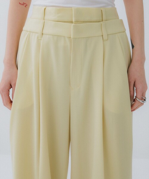 STUDIOUS（ステュディオス）の「【STUDIOUS/ステュディオス】Double Waist Trousers/ダブルウエストトラウザー/ワイドパンツ（スラックス・レディース・イエロー/ダークグレー/キナリ・1/2）」の16枚目の写真