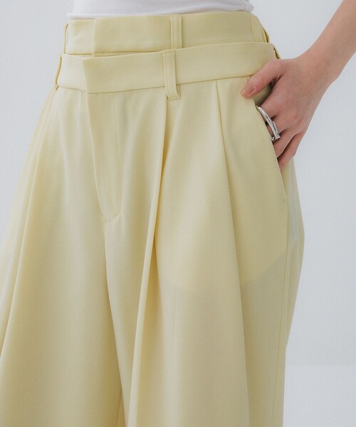 STUDIOUS（ステュディオス）の「【STUDIOUS/ステュディオス】Double Waist Trousers/ダブルウエストトラウザー/ワイドパンツ（スラックス・レディース・イエロー/ダークグレー/キナリ・1/2）」の17枚目の写真