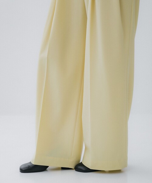STUDIOUS（ステュディオス）の「【STUDIOUS/ステュディオス】Double Waist Trousers/ダブルウエストトラウザー/ワイドパンツ（スラックス・レディース・イエロー/ダークグレー/キナリ・1/2）」の18枚目の写真
