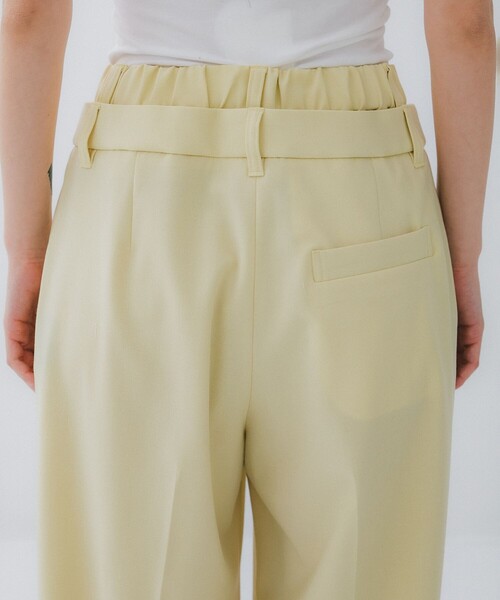 STUDIOUS（ステュディオス）の「【STUDIOUS/ステュディオス】Double Waist Trousers/ダブルウエストトラウザー/ワイドパンツ（スラックス・レディース・イエロー/ダークグレー/キナリ・1/2）」の19枚目の写真