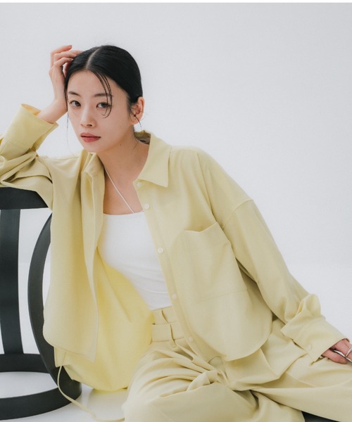 STUDIOUS（ステュディオス）の「【STUDIOUS/ステュディオス】Double Waist Trousers/ダブルウエストトラウザー/ワイドパンツ（スラックス・レディース・イエロー/ダークグレー/キナリ・1/2）」の12枚目の写真