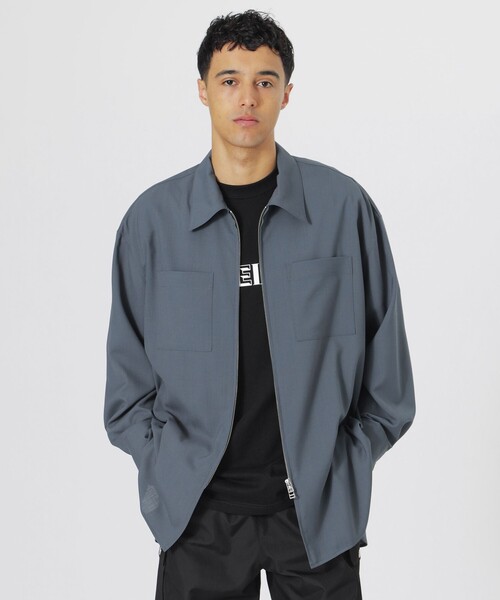 LOVELESS（ラブレス）の「ウールミックスポプリンジップシャツ（シャツ/ブラウス・メンズ・ブラック/ライトブルー・M/L）」の2枚目の写真