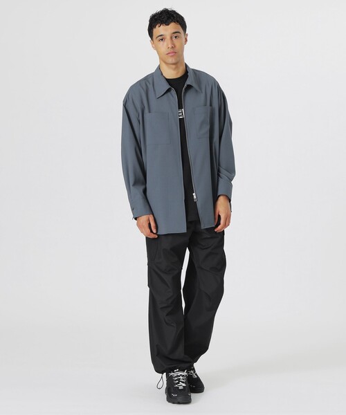 LOVELESS（ラブレス）の「ウールミックスポプリンジップシャツ（シャツ/ブラウス・メンズ・ブラック/ライトブルー・M/L）」の5枚目の写真