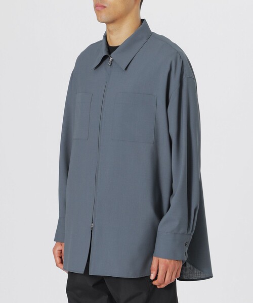 LOVELESS（ラブレス）の「ウールミックスポプリンジップシャツ（シャツ/ブラウス・メンズ・ブラック/ライトブルー・M/L）」の7枚目の写真