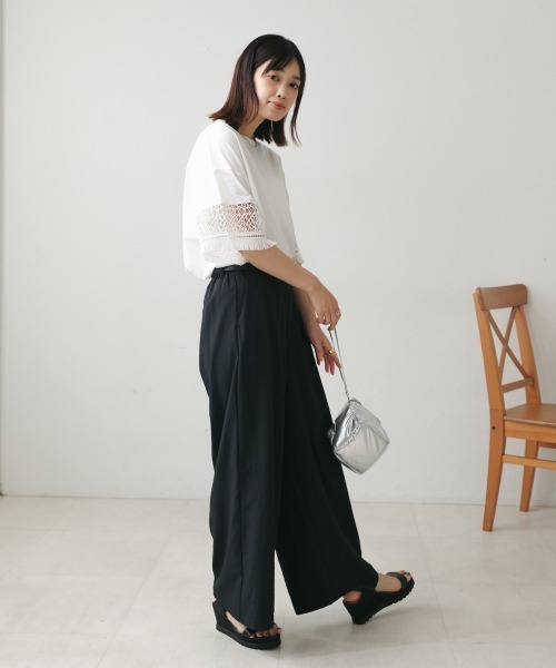Bou Jeloud（ブージュルード）の「ストレッチテックチノワイドパンツ（チノパンツ・レディース・カーキ/ブラック/ベージュ・FREE）」の9枚目の写真
