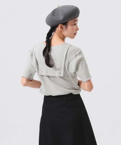 BEAMS BOY（ビームスボーイ）の「ジャガード リブ セーラー Tシャツ（Tシャツ/カットソー・レディース・オフホワイト/グレー/クリーム・ONE SIZE）」の3枚目の写真