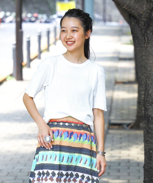 BEAMS BOY（ビームスボーイ）の「ジャガード リブ セーラー Tシャツ（Tシャツ/カットソー・レディース・オフホワイト/グレー/クリーム・ONE SIZE）」の17枚目の写真