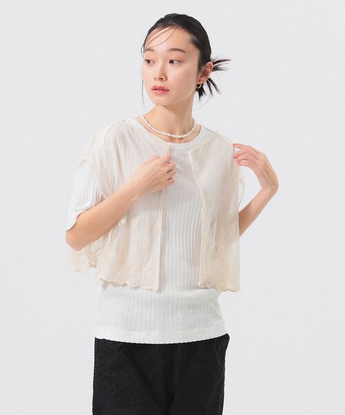 BEAMS BOY（ビームスボーイ）の「ジャガード リブ セーラー Tシャツ（Tシャツ/カットソー・レディース・オフホワイト/グレー/クリーム・ONE SIZE）」の21枚目の写真