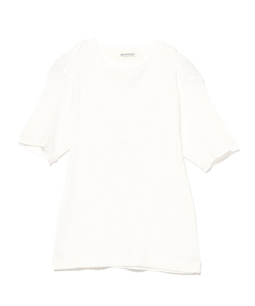 BEAMS BOY（ビームスボーイ）の「ジャガード リブ セーラー Tシャツ（Tシャツ/カットソー・レディース・オフホワイト/グレー/クリーム・ONE SIZE）」の4枚目の写真