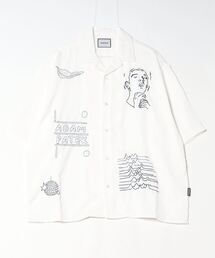 【ADAMPATEK/アダムパテック】ovmad embroidery short sleeve shirt/刺繍入りドレープ半袖シャツ