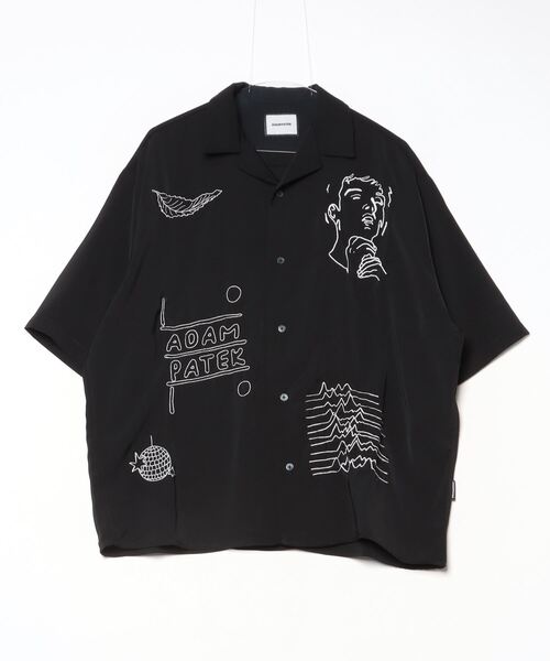 ADAM PATEK(アダムパテック)の「【ADAMPATEK/アダムパテック】ovmad embroidery short sleeve shirt/刺繍入りドレープ半袖シャツ(シャツ/ブラウス・レディース・ブラック/ホワイト・2/1)」の2枚目の写真