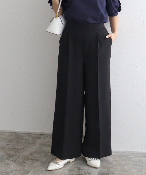 Pierrot(ピエロ)の「接触冷感高見えワイドパンツ(その他パンツ・レディース・ピンク/チャコール/ベージュ系その他/杢グレー/ブラック/ネイビー/ライトベージュ/モカ・L/TL/LL/M/S/TLL/TM/PM/PS/PL)」の2枚目の写真