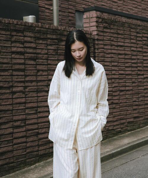 セール】new basic インドコットンサッカーストライプシャツ（シャツ