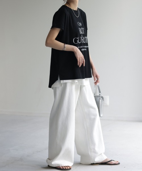 HUG.U(ハグユー)の「フレンチスリーブ ロゴTシャツ(Tシャツ/カットソー・レディース・レモンイエロー/ブラック/ホワイト/ベージュ・M/L)」の20枚目の写真