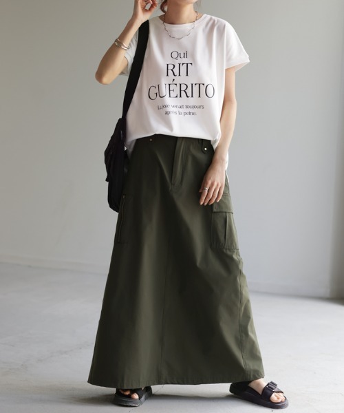 HUG.U(ハグユー)の「フレンチスリーブ ロゴTシャツ(Tシャツ/カットソー・レディース・レモンイエロー/ブラック/ホワイト/ベージュ・M/L)」の7枚目の写真