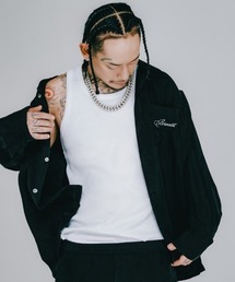 DONOBAN（ドノバン）の「【BREATH / ブレス】SCRIPT LOGO  SATIN SHIRT / ブラック [BR25SS-（シャツ/ブラウス）」