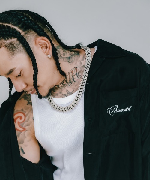 BREATH(ブレス)の「【BREATH / ブレス】SCRIPT LOGO SATIN SHIRT / ブラック [BR25SS-(シャツ/ブラウス・メンズ・ブラック・M/L)」の11枚目の写真