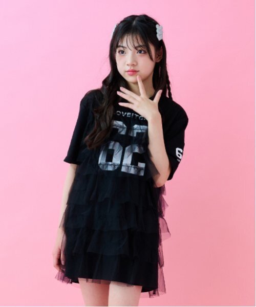 by LOVEiT(バイラビット)の「リメイク風ナンバーワンピース(ワンピース・キッズ・ブラック/オフホワイト/グリーン・120cm/130cm/140cm/150cm/160cm)」の2枚目の写真