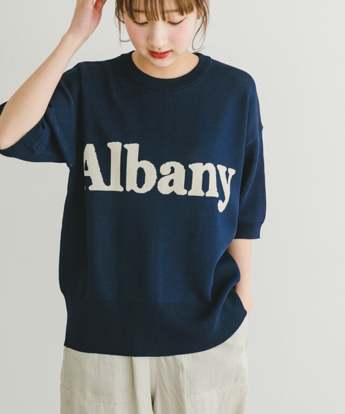 ITEMS URBANRESEARCH（アイテムズ アーバンリサーチ）の「ソウバリロゴニット（ニット/セーター・レディース・ネイビー/オレンジ/オフホワイト・FREE）」の2枚目の写真