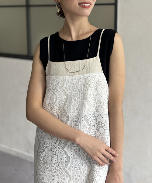 Chez toi（シェトワ）の「カーテンレースキャミワンピース（ワンピース