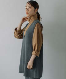 Liyoca | ミラノリブVネックニットチュニック(ベスト)