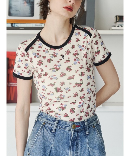 jouetie（ジュエティ）の「【Miller×jouetie】クルーネックTシャツ（Tシャツ/カットソー・レディース・ブルー/アイボリー/ブラック・MEDIUM）」の2枚目の写真