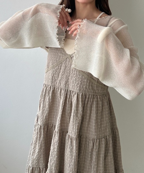 apres jour clair(アプレジュールクレア)の「【apres jour clair】フレアスリーブラメシアーインナー(Tシャツ/カットソー・レディース・アイボリー/ブラック/ピンクベージュ・フリー/X-LARGE)」の4枚目の写真