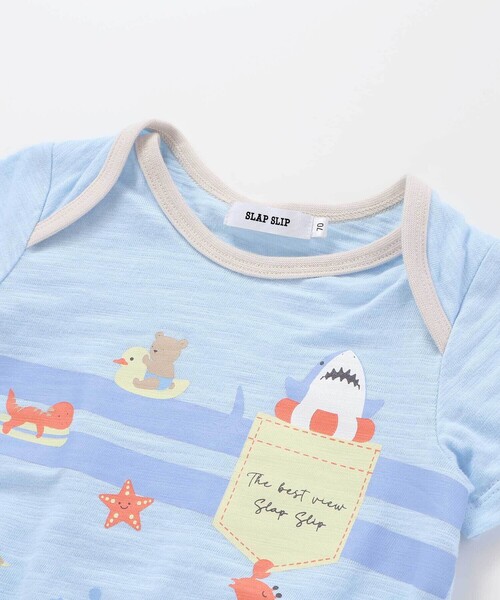 SLAP SLIP BABY（スラップスリップベビー）の「【お揃い】恐竜海モチーフ総柄サロペット+海のいきものプリントボディミニセットベビー(70~80cm)（その他ベビーウェア・キッズ・ベージュ系その他/ホワイト系その他2・80ｃｍ/70cm）」の8枚目の写真