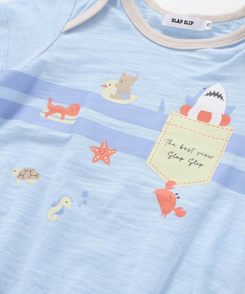 SLAP SLIP BABY（スラップスリップベビー）の「【お揃い】恐竜海モチーフ総柄サロペット+海のいきものプリントボディミニセットベビー(70~80cm)（その他ベビーウェア・キッズ・ベージュ系その他/ホワイト系その他2・80ｃｍ/70cm）」の9枚目の写真