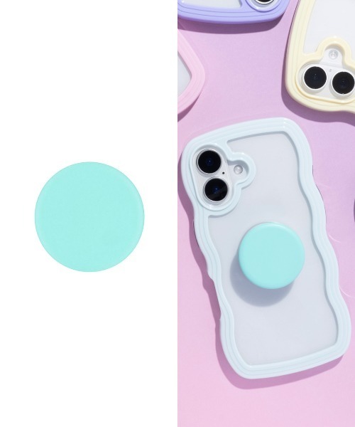 Hamee（ハミィ）の「Griptok グリップトック スマホグリップ (マカロン)（スマホグッズ・レディース・ネイビー/ミント/イエロー/パープル/レッド/ピンク/ネイビー系2/ブラック系2/イエロー系2/ブルー系2/パープル系2/ブルー/ライトグリーン系2/ブラック/レッド系2/ピンク系2・FREE）」の3枚目の写真