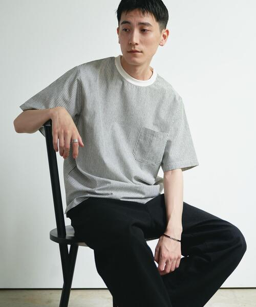 URBAN RESEARCH Sonny Label（アーバンリサーチサニーレーベル）の「『接触冷感/イージーケア』リネン混ショートスリーブTシャツ（Tシャツ/カットソー・メンズ・ホワイト系その他/チャコールグレー/ネイビー/ブラック・MEDIUM/LARGE/X-LARGE）」の5枚目の写真