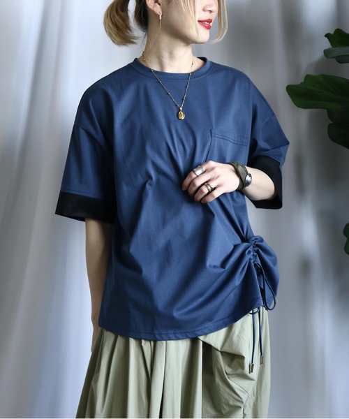 tシャツ 袖切替シャーリングTシャツ レディース 袖切替シャーリングTシャツ（Tシャツ/カットソー）｜BITTOKO