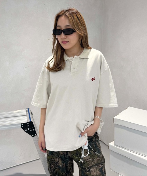 sedacle（セダクル）の「加工鹿の子配色ポロシャツ（Tシャツ/カットソー・レディース・アイボリー/ブラウン/チャコールグレー・SMALL/MEDIUM/LARGE）」の4枚目の写真