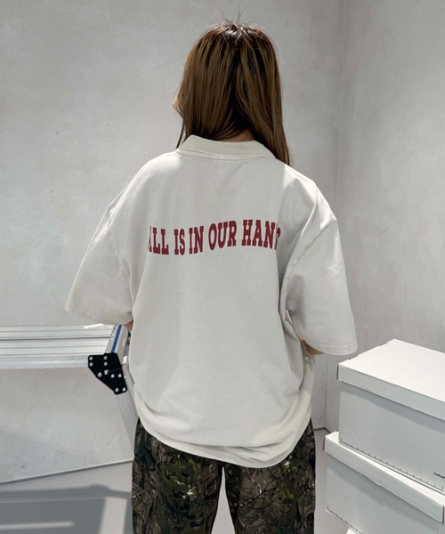 sedacle（セダクル）の「加工鹿の子配色ポロシャツ（Tシャツ/カットソー・レディース・アイボリー/ブラウン/チャコールグレー・SMALL/MEDIUM/LARGE）」の7枚目の写真