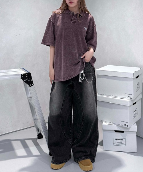 sedacle（セダクル）の「加工鹿の子配色ポロシャツ（Tシャツ/カットソー・レディース・アイボリー/ブラウン/チャコールグレー・SMALL/MEDIUM/LARGE）」の15枚目の写真