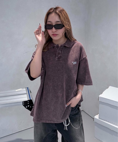 sedacle（セダクル）の「加工鹿の子配色ポロシャツ（Tシャツ/カットソー・レディース・アイボリー/ブラウン/チャコールグレー・SMALL/MEDIUM/LARGE）」の12枚目の写真