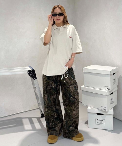 sedacle（セダクル）の「加工鹿の子配色ポロシャツ（Tシャツ/カットソー・レディース・アイボリー/ブラウン/チャコールグレー・SMALL/MEDIUM/LARGE）」の9枚目の写真