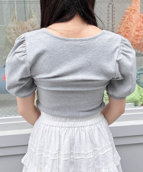 INGNI（イング）の「レイヤード風リブリボントップス（Tシャツ/カットソー・レディース・オフホワイト/グレー/ホワイト系/ブラック・M）」の17枚目の写真