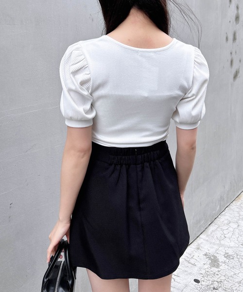 INGNI（イング）の「レイヤード風リブリボントップス（Tシャツ/カットソー・レディース・オフホワイト/グレー/ホワイト系/ブラック・M）」の10枚目の写真