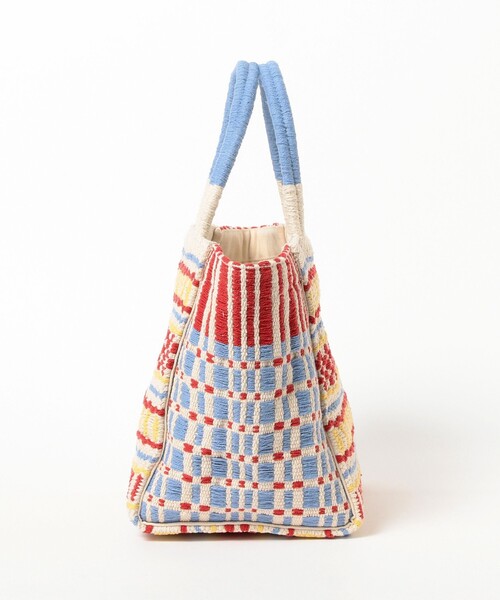 Ray BEAMS（レイビームス）の「【別注】Lilas Campbell / ジャカード トートバッグ（かごバッグ・レディース・ライトブルー/イエロー・ONE SIZE）」の8枚目の写真